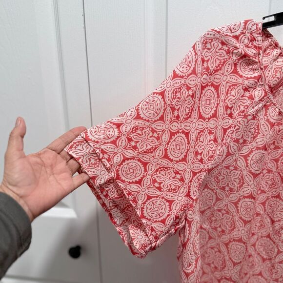 EVANS Women's Plus Size 14 Top Peasant pink geometric fabric tazos boho - Picture 8 of 14